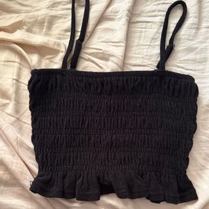 Ocean Drive Black Smocked Top